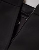 Black Nylon Pencil Cut High Waist Mini Skirt 5