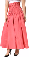 Pink Silk Pleated High Waist Midi Skirt 2