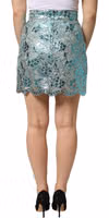 Blue Floral Brocade High Waist Mini Skirt 3