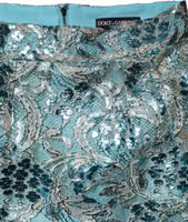 Blue Floral Brocade High Waist Mini Skirt 5
