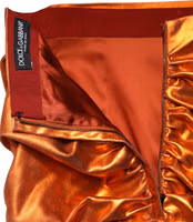 Metallic Orange Viscose High Waist Mini Skirt 4
