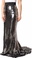 Metallic Gray Sequin High Waist Mermaid Skirt 2