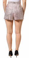 Pink Jacquard High Waist Hotpants Shorts 3