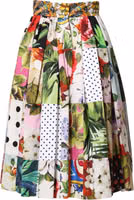 Multicolor Patchwork High Waist Midi Skirt 2