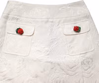 White Floral Brocade High Waist Mini Skirt 3