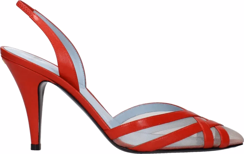 Red Leather Stiletto Heel Sandals