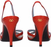 Red Leather Stiletto Heel Sandals 5
