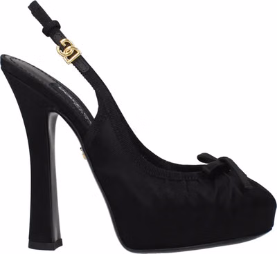 Black Satin High Heel Pumps