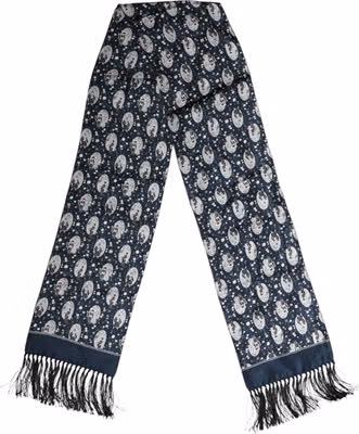 Navy Blue Silk Neck Wrap Shawl Men Scarf