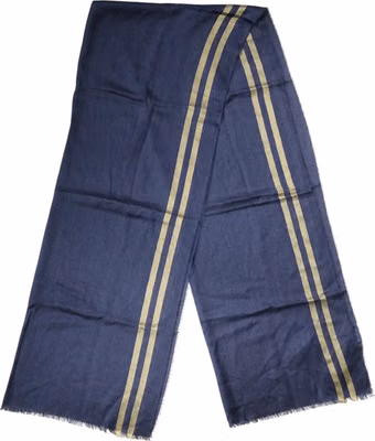 Blue Cashmere Neck Wrap Shawl Fringes Scarf
