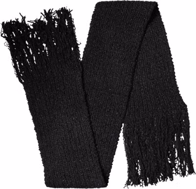 Black Cashmere Knit Shawl Fringes Scarf