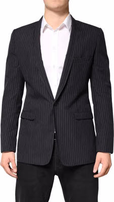 Dark Gray Stripes 1 Button Suit Jacket Blazer