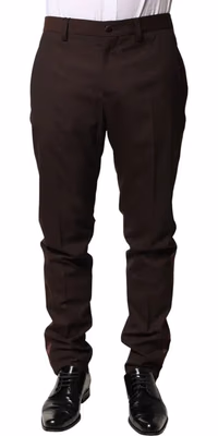 Brown Polyester Men Dress Trousers Pants