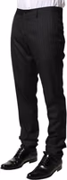 Black Stripes Wool Men Dress Trousers Pants 2