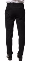 Black Wool Mid Waist Men Dress Trousers Pants 3