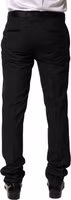 Black Wool Mid Waist Men Dress Trousers Pants 3