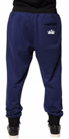 Blue Cotton Mid Waist Jogger Trousers Pants 3