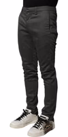 Dark Gray Cotton Mid Waist Skinny Men Chino Trouser Pants 2