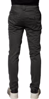 Dark Gray Cotton Mid Waist Skinny Men Chino Trouser Pants 3