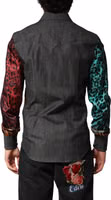 Multicolor Tiger Leopard Print Silk Men Shirt 3