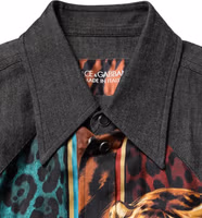 Multicolor Tiger Leopard Print Silk Men Shirt 4