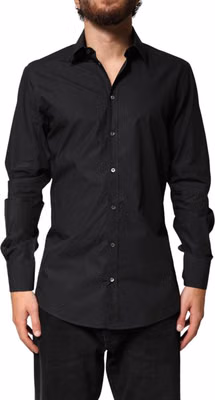 Black GOLD Cotton Men Dress Formal Shirt