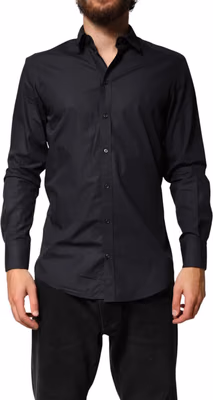 Black Cotton Long Sleeves Dress Formal Shirt