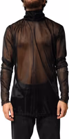 Black Sheer Long Sleeves Turtleneck Top 1