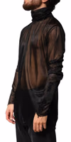 Black Sheer Long Sleeves Turtleneck Top 2