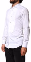 White Cotton GOLD Collared Dress Bib Formal Shirt 2
