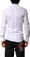 White Cotton GOLD Collared Dress Bib Formal Shirt 3