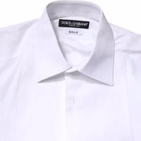 White Cotton GOLD Collared Dress Bib Formal Shirt 4