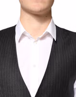 صديري رجالي أسود مخطط من الصوف 4