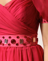 Pink Silk Embellished A-line Midi Dress 5