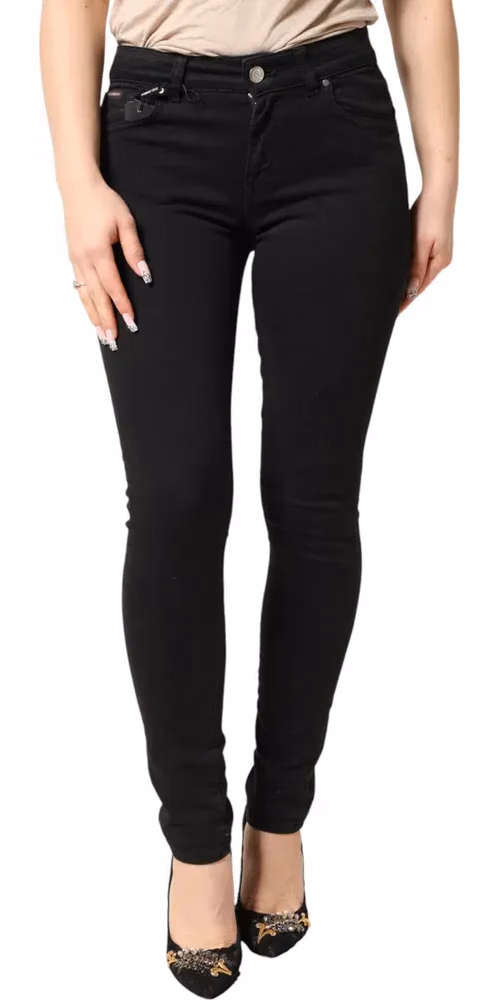 Black Cotton Stretch Skinny Denim Jeans