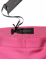 Pink Viscose High Waist Straight Casual Trouser Pants 4