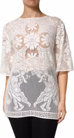 White Embroidery Lace Cotton Blouse Top 1
