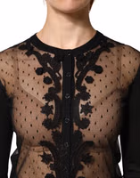Black Sheer Button Down Cardigan Sweater 4