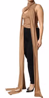 Brown Virgin Wool Sleeveless Scarf Tank Top 2