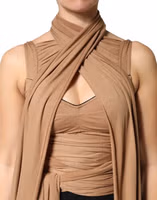 Brown Virgin Wool Sleeveless Scarf Tank Top 4