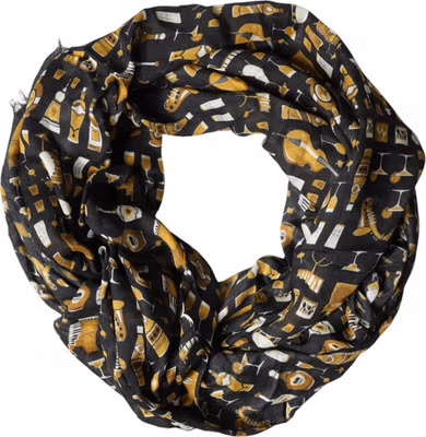 Black Jazz Club Print Neck Wrap Shawl Scarf