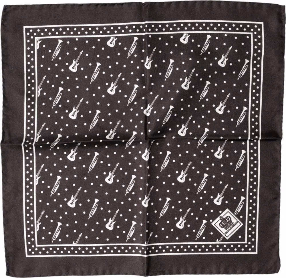 Black Guitar Trumpet Men Handkerchief Scarf