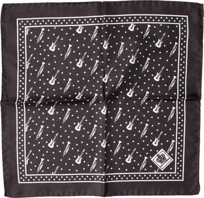Black Guitar Trumpet Men Handkerchief Scarf