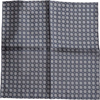 Blue Patterned Silk Square Handkerchief Scarf
