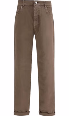 Brown Cotton Relaxed Fit Jeans