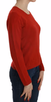 Cashmere Red Round Neck Pullover Top Sweater 1