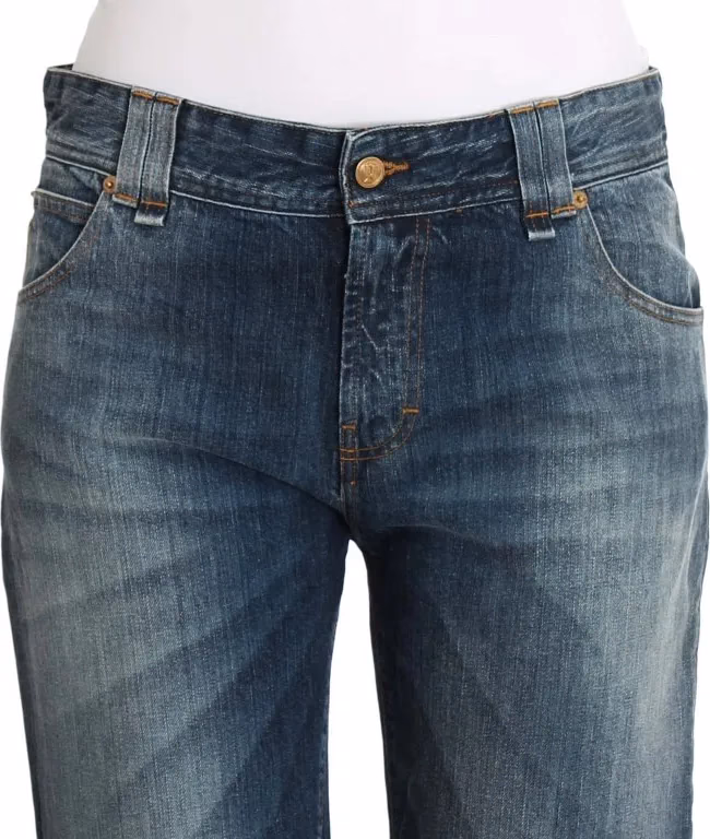 Blue Wash Relaxed Fit Cotton Stretch Denim Jeans