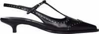 Black Leather Mid Heel Pumps 1