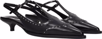 Black Leather Mid Heel Pumps 2