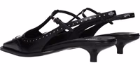 Black Leather Mid Heel Pumps 4